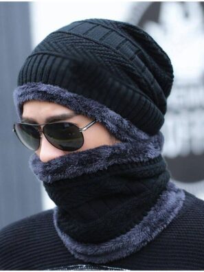 Winter Cap And Neck For Unisex - Black