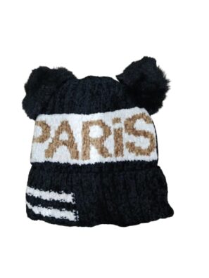 Boy's And Girl's Warm winter woolen Cap With Soft Pom-Pom(BLACK)