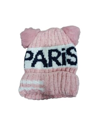 Boy's And Girl's Warm winter woolen Cap With Soft Pom-Pom(Pink)
