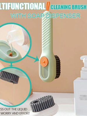 Multifunctional Soap Liquid Dispenser Brush with Handle Shoe Cleaning Laundry Brush Scrub Cleaning Soft Bristle Cleaning Brushes for Clothes and Shoes Household Use For Bathroom and Kitchen