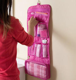 Makeup Hanging Organizer Pouch, Travelling Makeup Bag, Women Toiletries Organizer, Hanging Bathroom Wash Bag