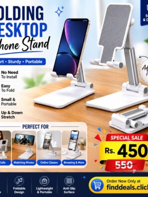 Universal Mobile Stand Foldable Flexible Mobile Holder Adjustable Height Flexible Stand Pocket Size Easy To Carry Best For Study & Office Use Compatible With All Size Mobile