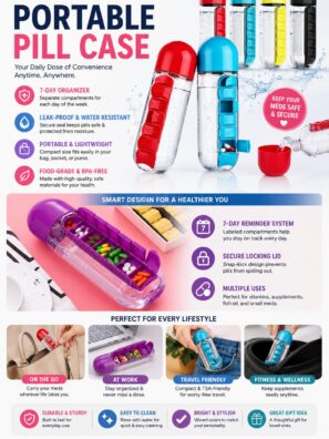 Pill Organizer Water Bottle 7 Days — Travel Friendly Medicine Dispenser Bottle with Detachable Drinking Cup (BPA Free & Leak-Proof)