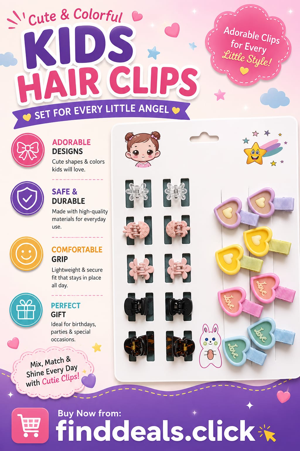 Kids Hair Clips Set